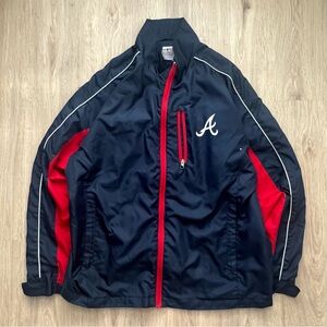 Atlanta Braves Jacket Men’s Large Blue Red MLB Baseball Full Zip Track Jacket